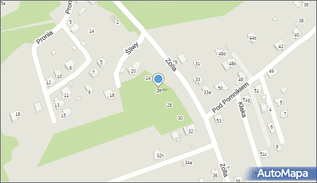 Kraków, Zolla Fryderyka, 26, mapa Krakowa