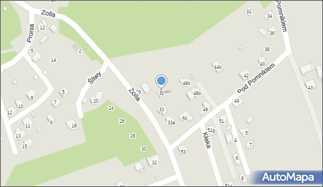 Kraków, Zolla Fryderyka, 31, mapa Krakowa