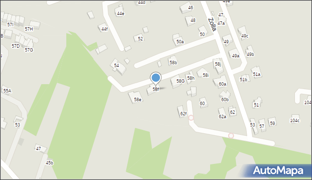 Kraków, Zolla Fryderyka, 58f, mapa Krakowa