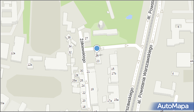 Kraków, Żółkiewskiego Stanisława, hetm., 25, mapa Krakowa