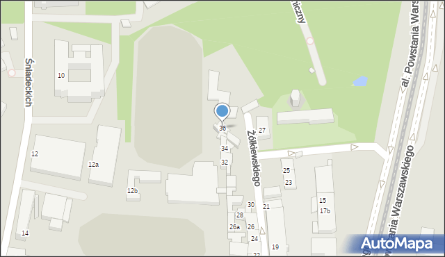 Kraków, Żółkiewskiego Stanisława, hetm., 36, mapa Krakowa