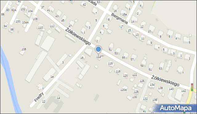 Krosno, Żółkiewskiego Stanisława, hetm., 114, mapa Krosna