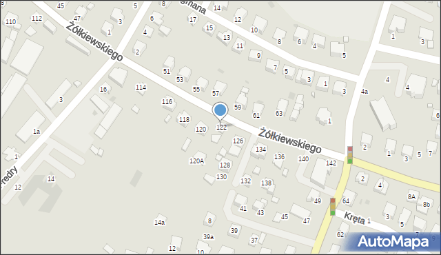 Krosno, Żółkiewskiego Stanisława, hetm., 122, mapa Krosna