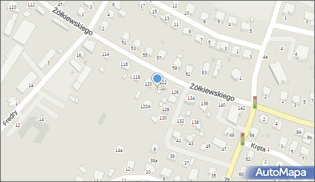 Krosno, Żółkiewskiego Stanisława, hetm., 124, mapa Krosna