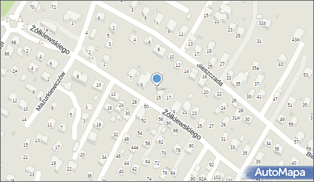 Krosno, Żółkiewskiego Stanisława, hetm., 13, mapa Krosna