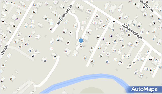 Krosno, Żółkiewskiego Stanisława, hetm., 20, mapa Krosna