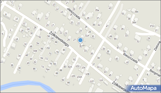 Krosno, Żółkiewskiego Stanisława, hetm., 31, mapa Krosna