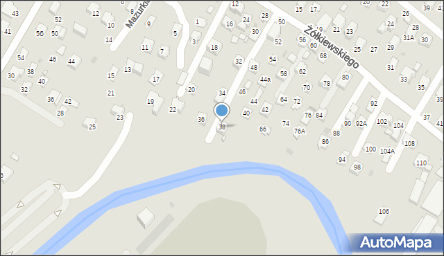 Krosno, Żółkiewskiego Stanisława, hetm., 38, mapa Krosna