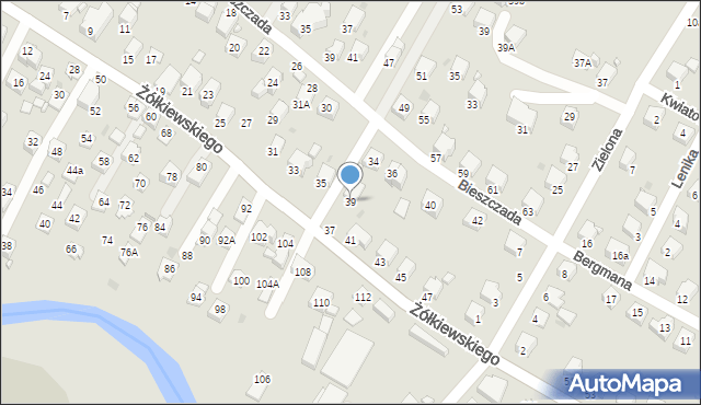 Krosno, Żółkiewskiego Stanisława, hetm., 39, mapa Krosna