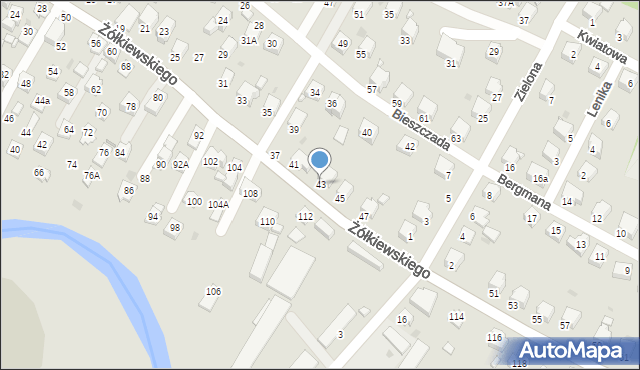 Krosno, Żółkiewskiego Stanisława, hetm., 43, mapa Krosna