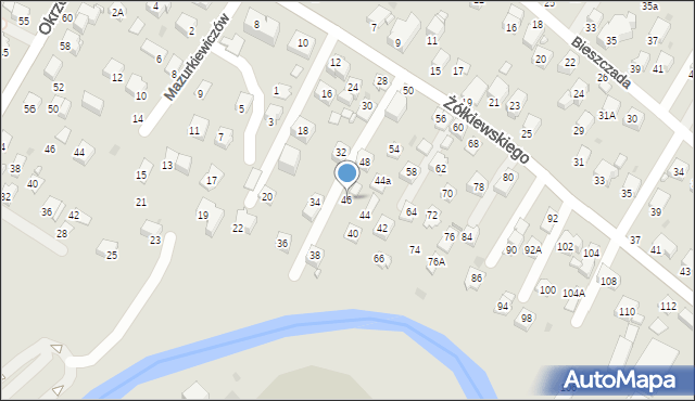 Krosno, Żółkiewskiego Stanisława, hetm., 46, mapa Krosna