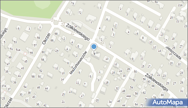 Krosno, Żółkiewskiego Stanisława, hetm., 8, mapa Krosna