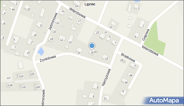 Lipniki, Żonkilowa, 6, mapa Lipniki