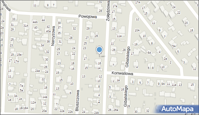 Łódź, Żołędziowa, 18, mapa Łodzi