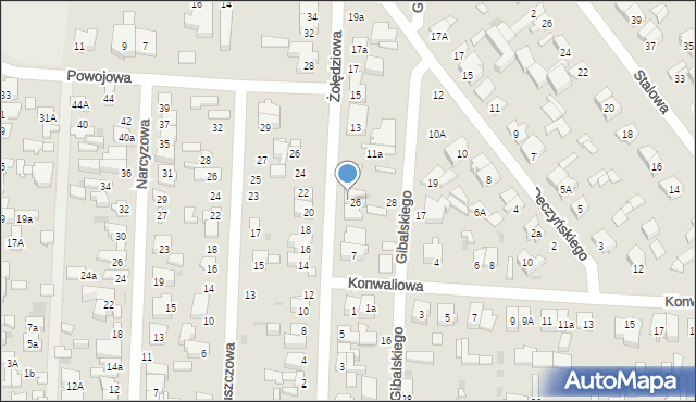 Łódź, Żołędziowa, 9a, mapa Łodzi