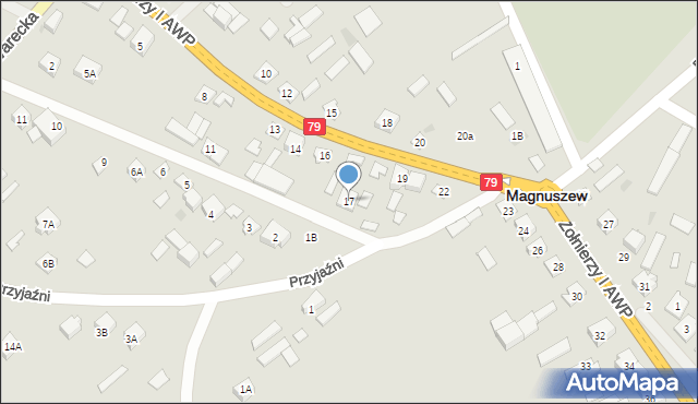 Magnuszew, Żołnierzy I AWP, 17, mapa Magnuszew