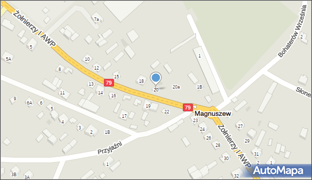 Magnuszew, Żołnierzy I AWP, 20, mapa Magnuszew