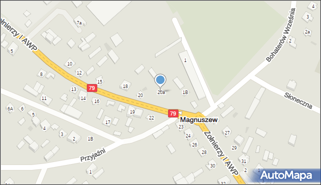 Magnuszew, Żołnierzy I AWP, 20a, mapa Magnuszew