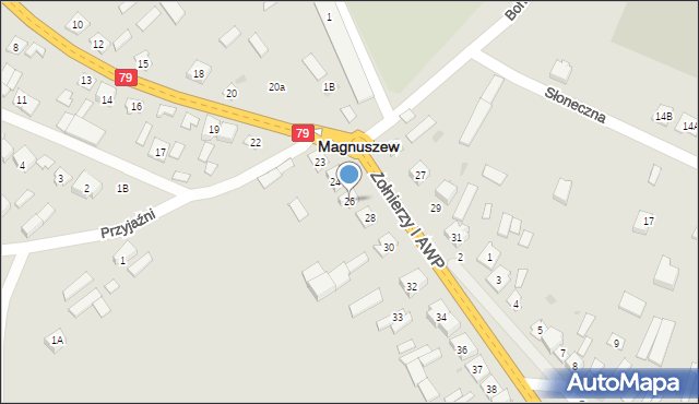 Magnuszew, Żołnierzy I AWP, 26, mapa Magnuszew