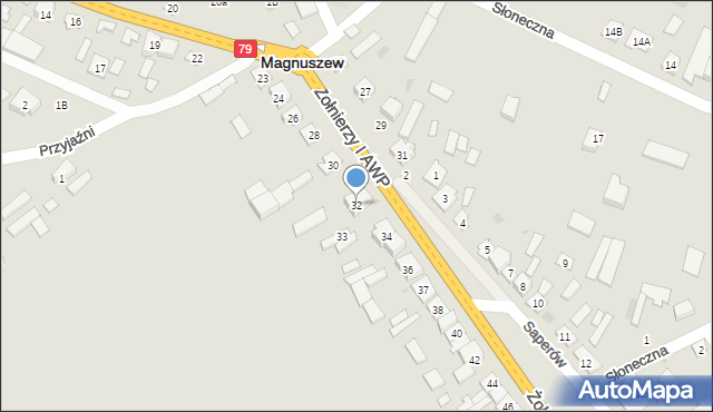 Magnuszew, Żołnierzy I AWP, 32, mapa Magnuszew