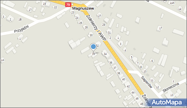 Magnuszew, Żołnierzy I AWP, 33, mapa Magnuszew