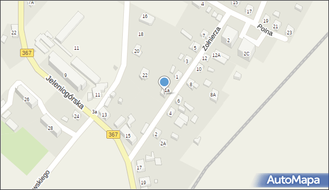 Mysłakowice, Żołnierza, 1b, mapa Mysłakowice