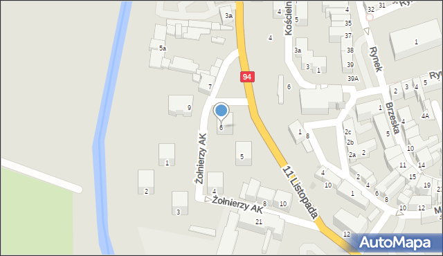 Oława, Żołnierzy Armii Krajowej, 6, mapa Oława