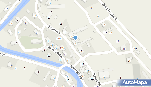 Podgórzyn, Żołnierska, 14, mapa Podgórzyn