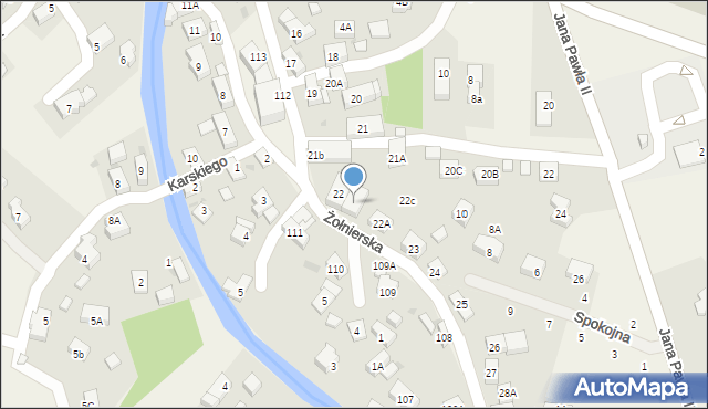 Podgórzyn, Żołnierska, 22B, mapa Podgórzyn