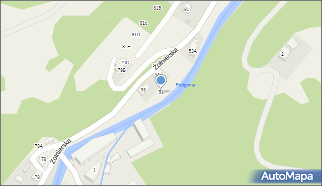 Podgórzyn, Żołnierska, 53, mapa Podgórzyn