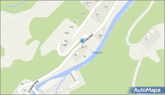 Podgórzyn, Żołnierska, 54, mapa Podgórzyn
