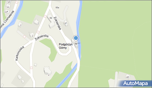 Podgórzyn, Żołnierska, 68, mapa Podgórzyn