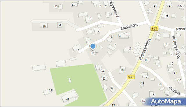 Rajsko, Żołnierska, 11, mapa Rajsko