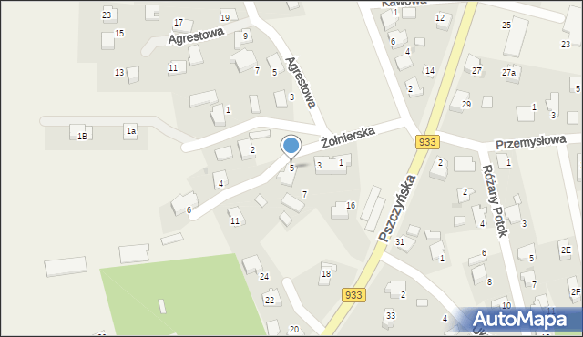 Rajsko, Żołnierska, 5, mapa Rajsko