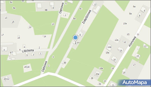 Rosanów, Żołędziowa, 6, mapa Rosanów