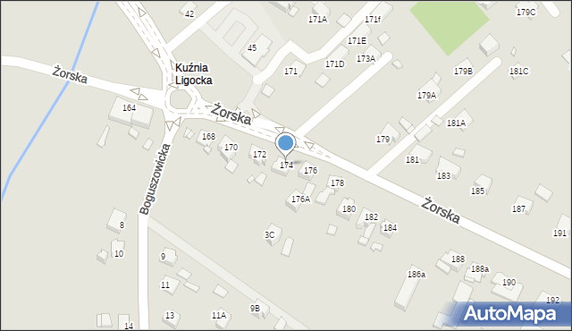 Rybnik, Żorska, 174, mapa Rybnika