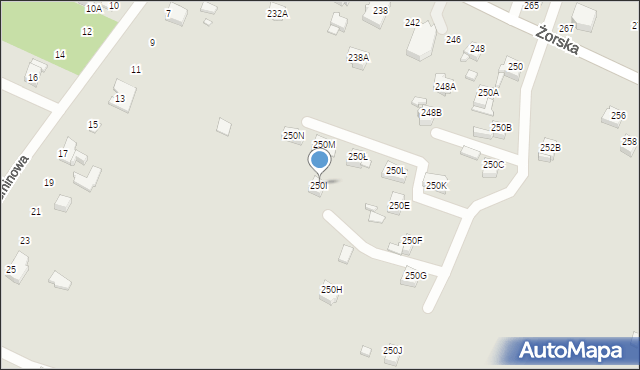 Rybnik, Żorska, 250I, mapa Rybnika