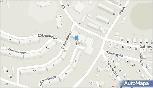 Sandomierz, Żółkiewskiego-Lina, gen., 1, mapa Sandomierza