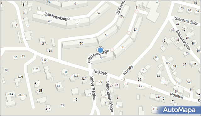 Sandomierz, Żółkiewskiego-Lina, gen., 3, mapa Sandomierza