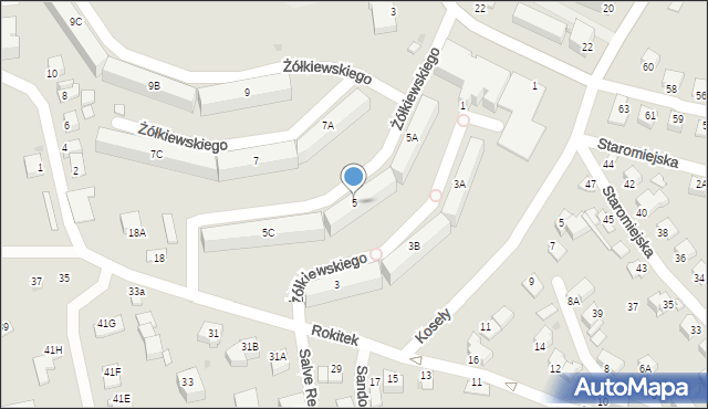 Sandomierz, Żółkiewskiego-Lina, gen., 5, mapa Sandomierza