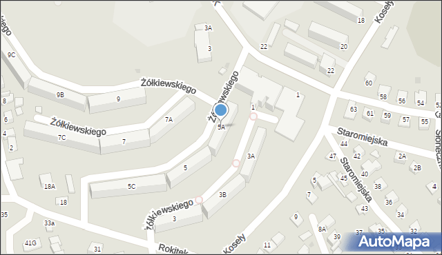 Sandomierz, Żółkiewskiego-Lina, gen., 5A, mapa Sandomierza