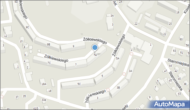 Sandomierz, Żółkiewskiego-Lina, gen., 7A, mapa Sandomierza