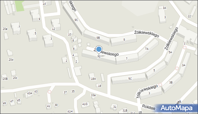 Sandomierz, Żółkiewskiego-Lina, gen., 7C, mapa Sandomierza