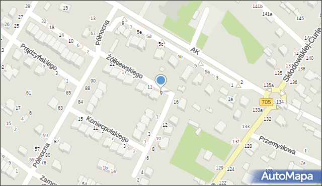 Skierniewice, Żółkiewskiego Stanisława, hetm., 9, mapa Skierniewic