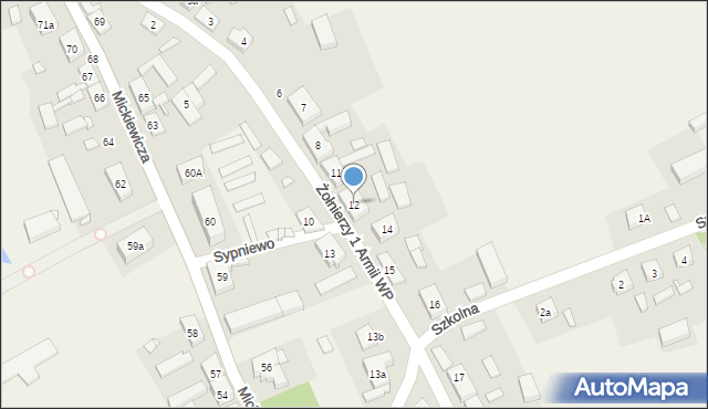 Sypniewo, Żołnierzy 1 Armii Wojska Polskiego, 12, mapa Sypniewo
