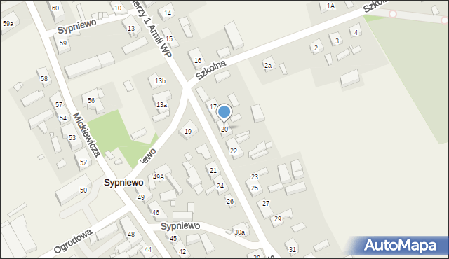 Sypniewo, Żołnierzy 1 Armii Wojska Polskiego, 20, mapa Sypniewo