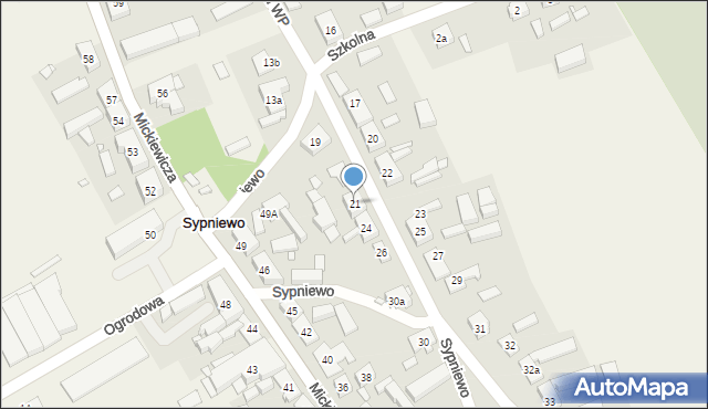 Sypniewo, Żołnierzy 1 Armii Wojska Polskiego, 21, mapa Sypniewo