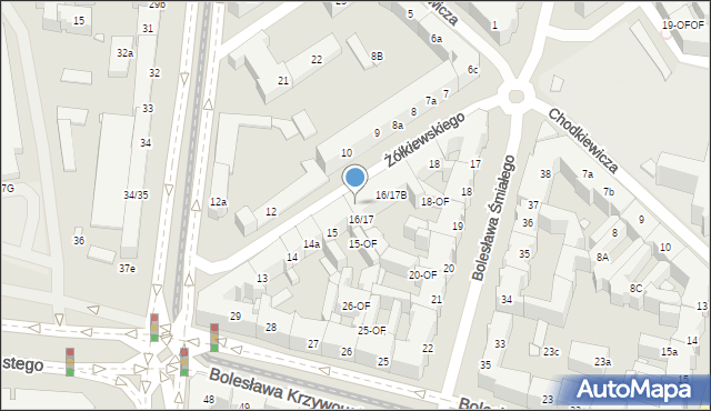 Szczecin, Żółkiewskiego Stanisława, hetm., 16A, mapa Szczecina