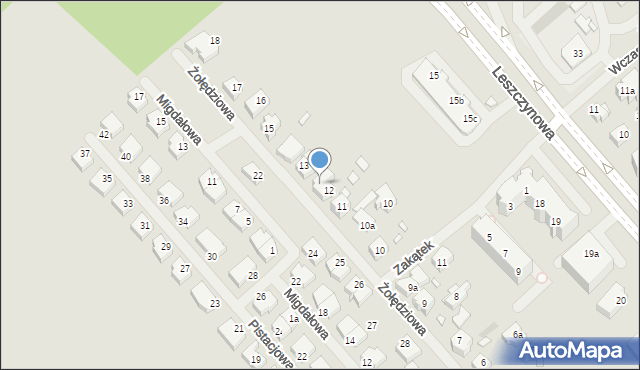 Szczecin, Żołędziowa, 12a, mapa Szczecina