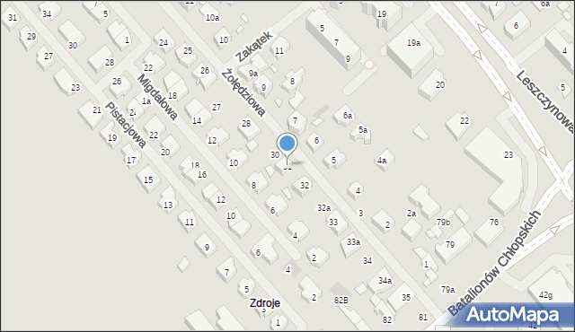 Szczecin, Żołędziowa, 31, mapa Szczecina